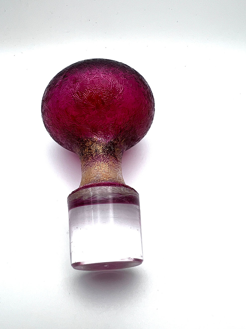 縮圖：Large French Baccarat Acid etched cranberry glass perfume bottle
