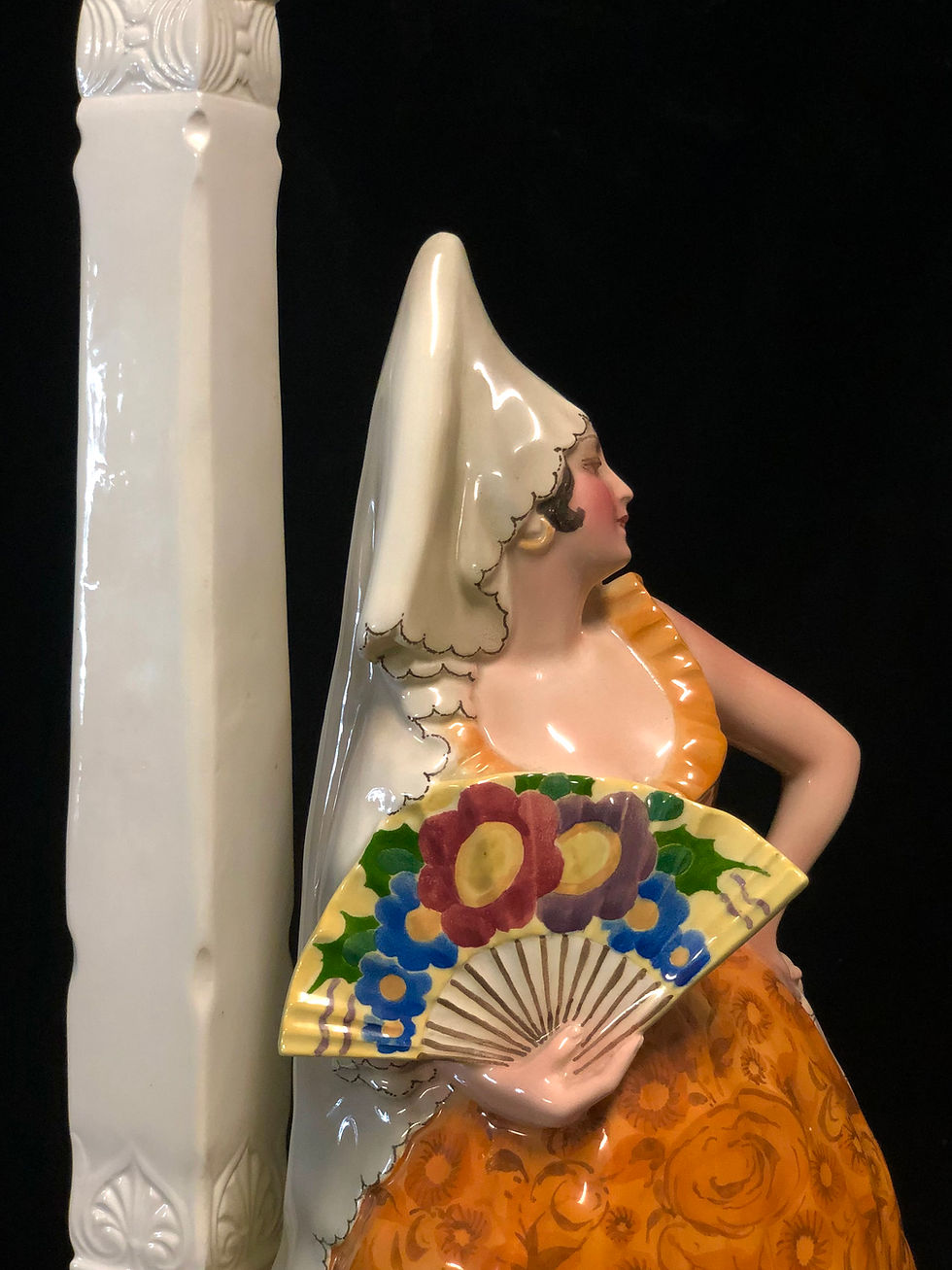 縮圖：Goldscheider Spanish Dancer Pottery Lamp By Josef Lorenzl -Art Deco