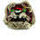 Miniature : 14K Yellow gold enamel and green gemstone eyes made by "Martine" c.1970