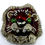 Miniature : 14K Yellow gold enamel and green gemstone eyes made by "Martine" c.1970