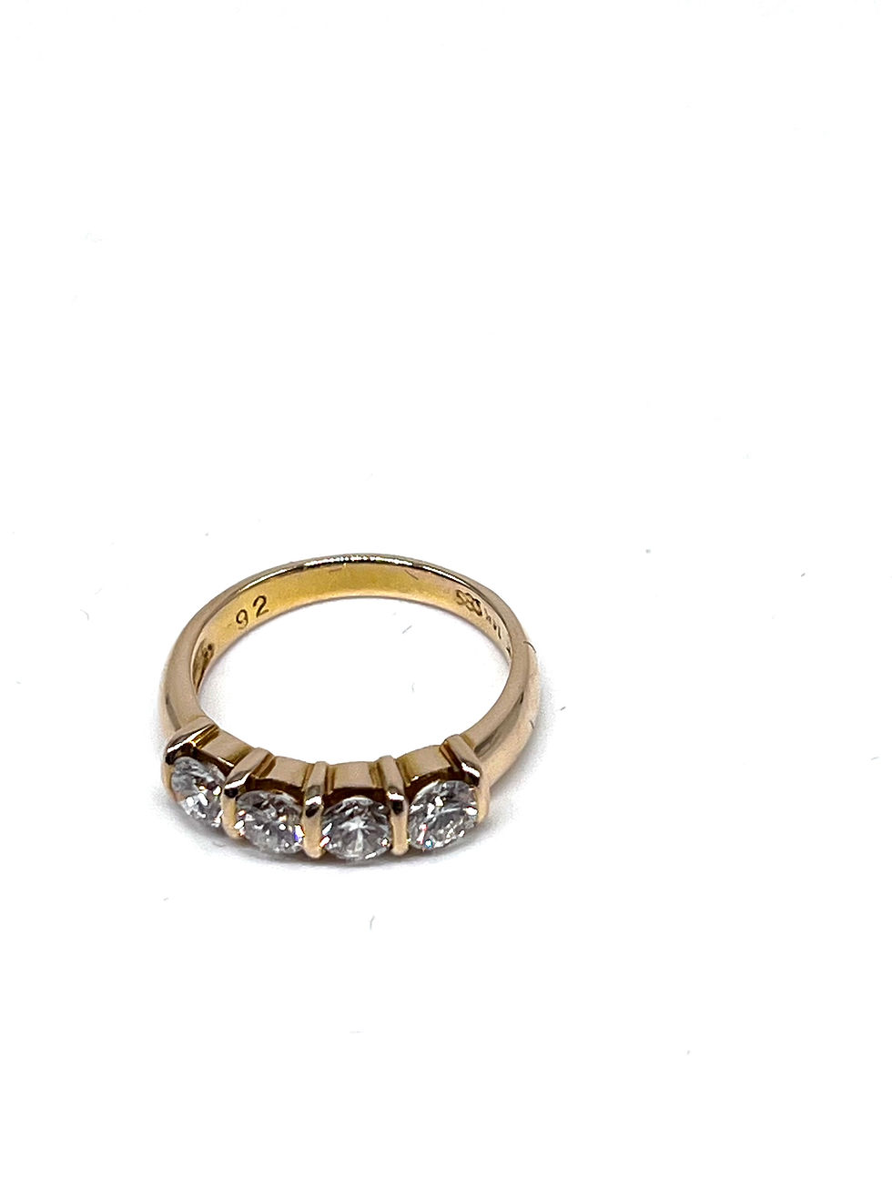 縮圖：Vintage 14K Yellow Gold Four-Stone Natural Diamond Ring | 0.88 CTW | Size 5
