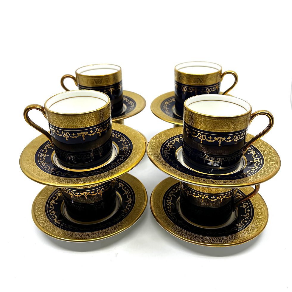 Set Of 8 Aynsley England Georgian cobalt coffee cups
