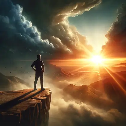DALL·E 2024-04-03 16.54.52 - A powerful, inspiring scene capturing the essence of overcomi