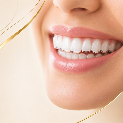 Clear aligners used to straighten teeth with Invisalign treatment
