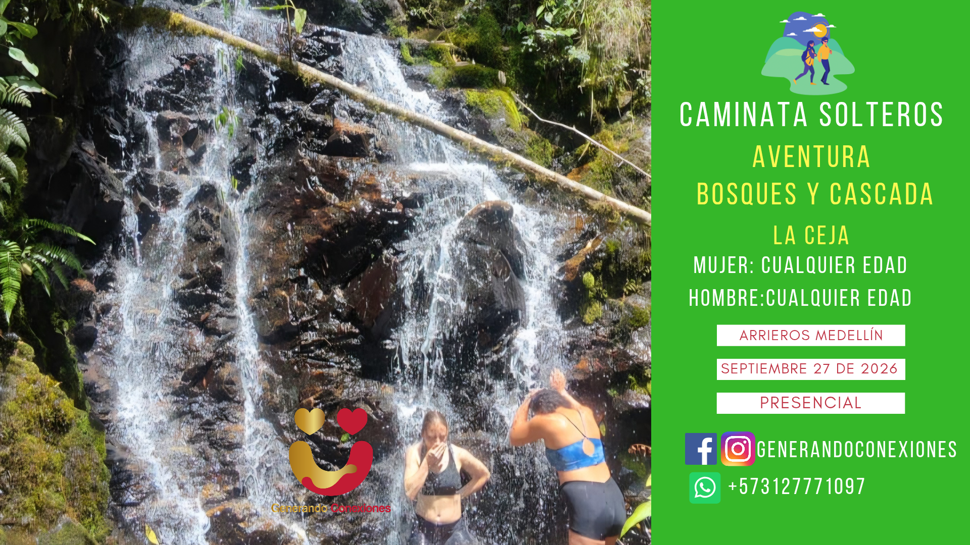 Caminata para solteros: Aventura Cascada y Bosques La Ceja