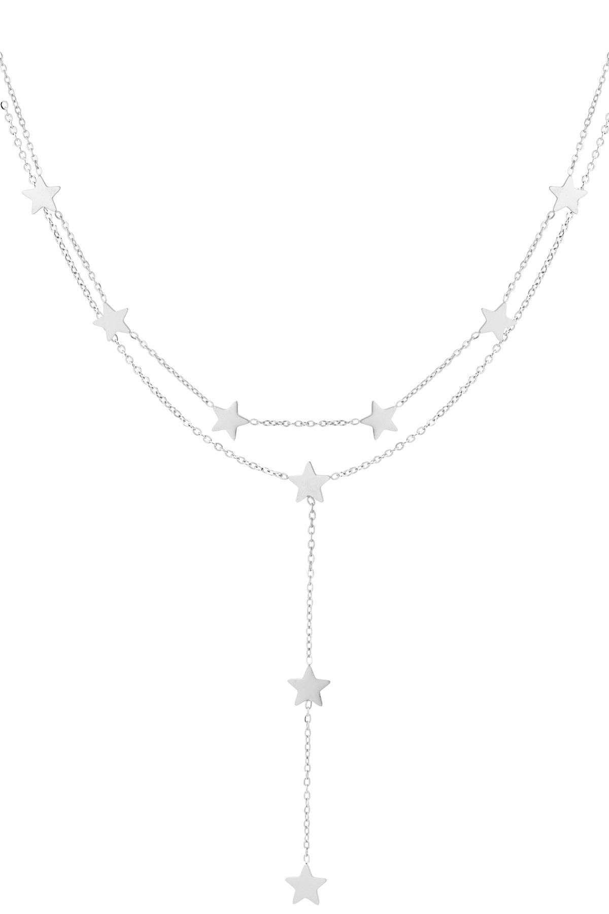Long star ketting zilver