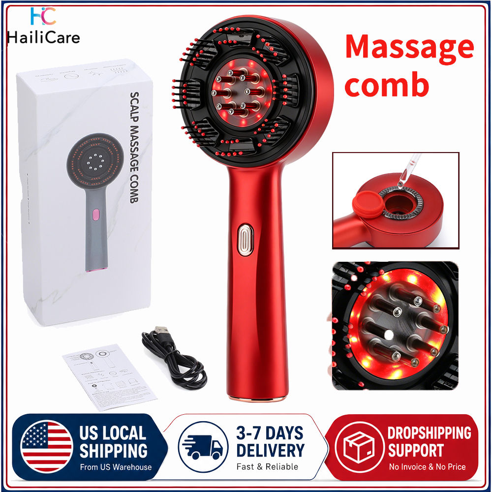 Electric Scalp Massager Brush 630nm Red Light Hair Care Massage Comb Hair Growth