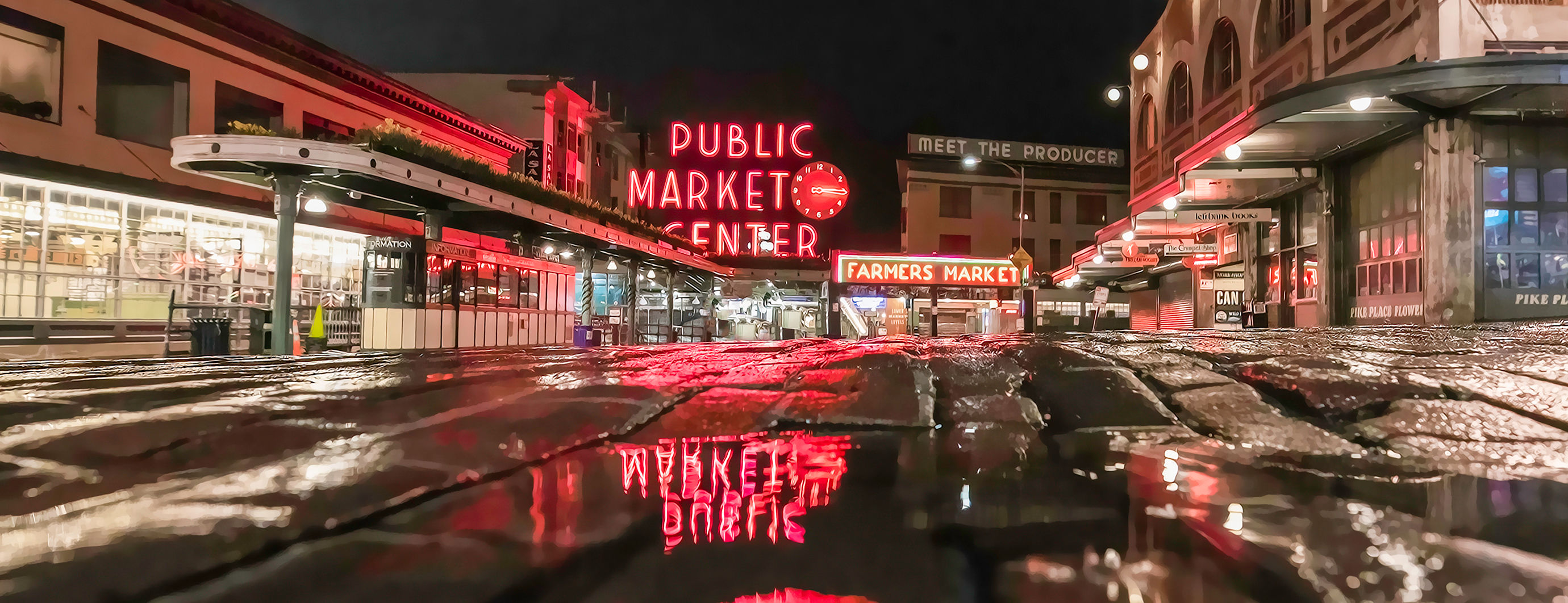 Market 2021 Bricks Puddle Far Pano