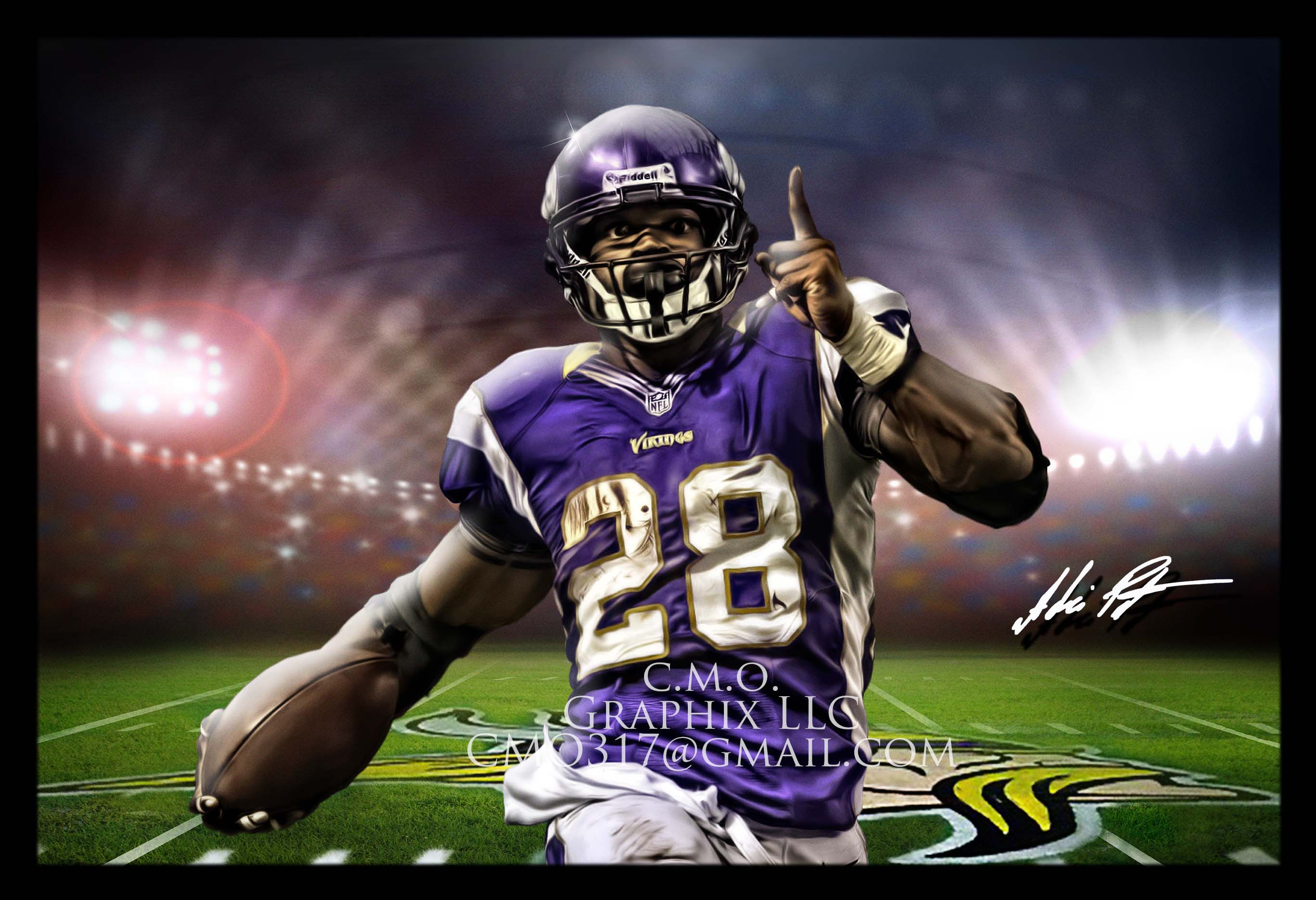 Adrian Peterson Lithogram