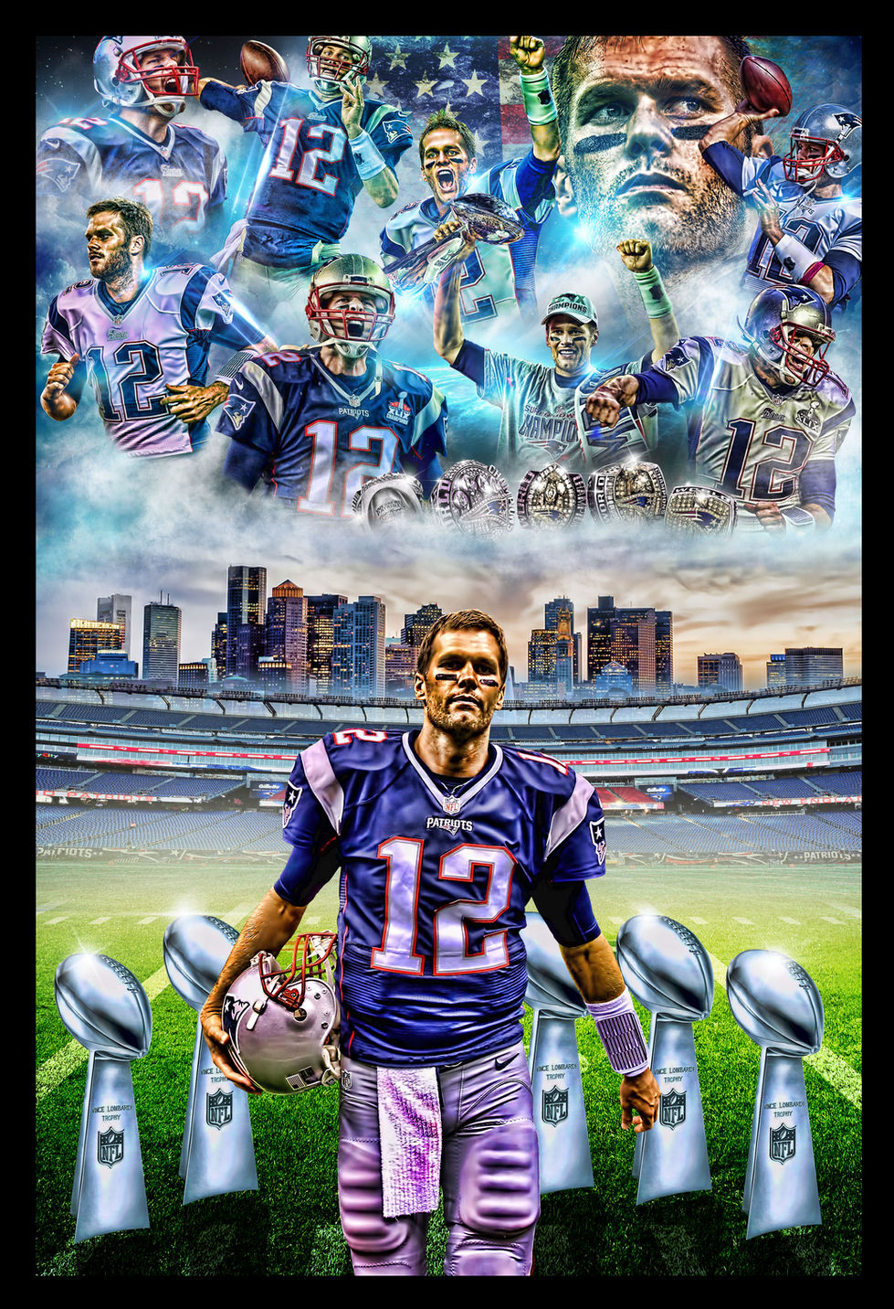 Tom Brady "GOAT" Lithogram