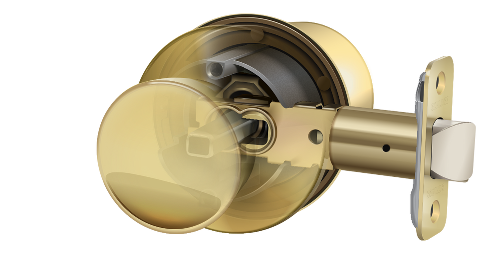 Cut-a-way illustration - brass dead bolt