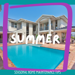 a house with pool and text summer