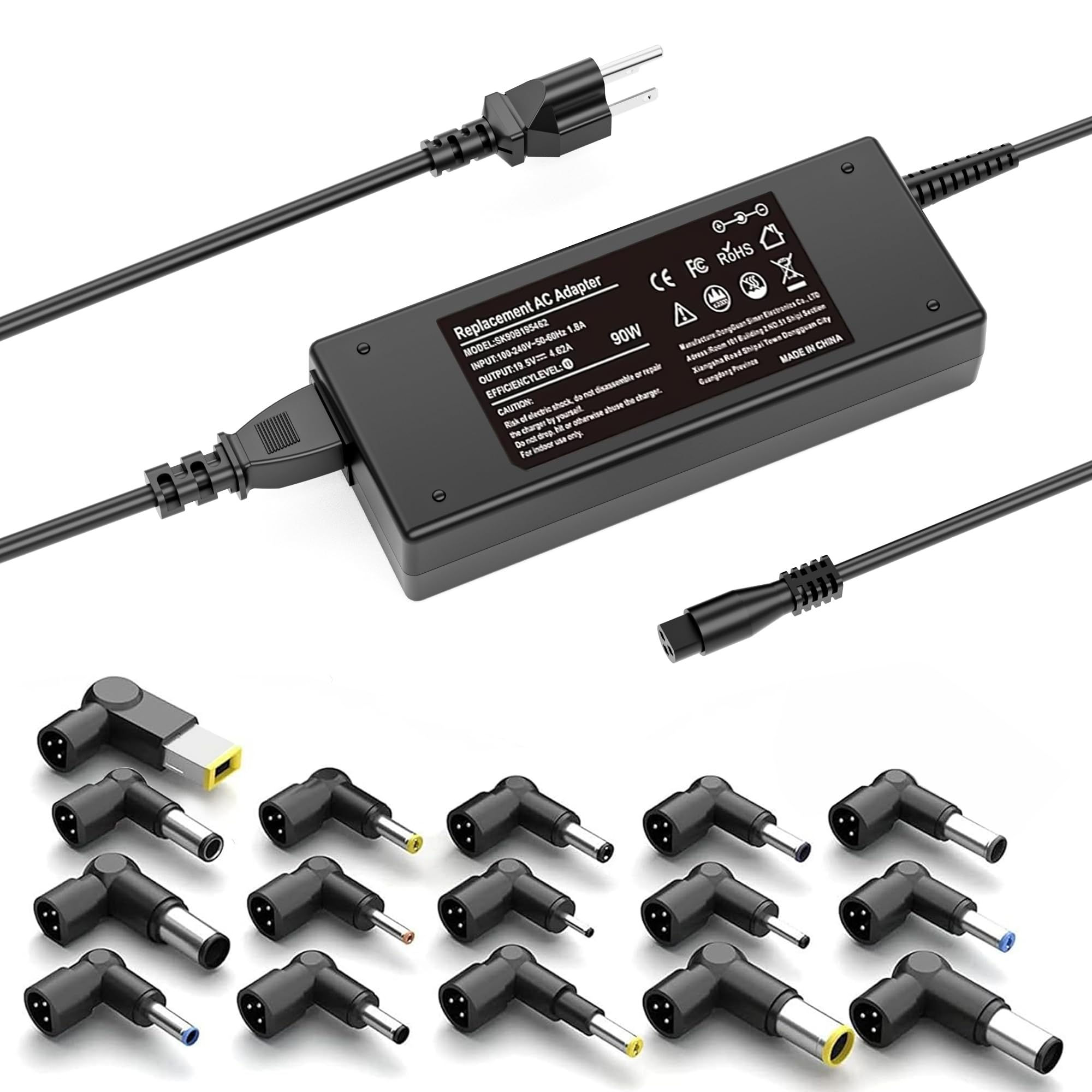 90W Multi-Brand Laptop Power Adapter with 16 Tips