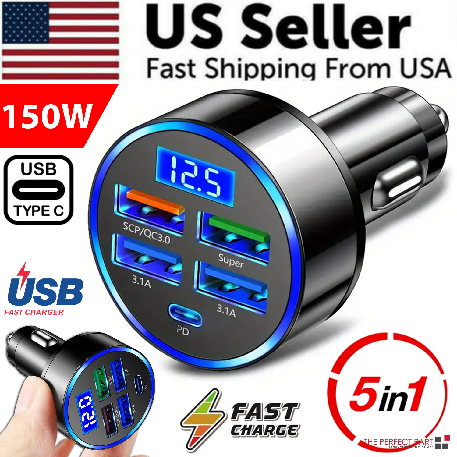 5-Port High-Speed Auto Charger for Smart Devices