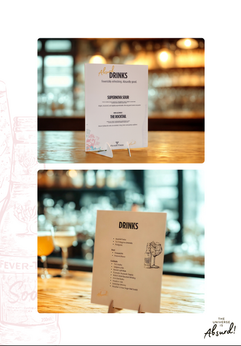 A blue cocktail in a glass with a yellow lemon slice, text reads "SUPERNOVA SOUR" and "The Universe is Absurd." Bright, vibrant background. by Luciana Machado, 