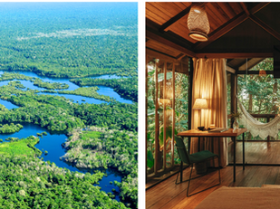 The Amazon is one of those places drawing those with an appetite for genuine discovery: rich unfamiliar cultures, strong expedition narratives, and conditions that are challenging without being punishing. On the right, the luxury Anavilhanas Jungle Lodge located in Amazonas.