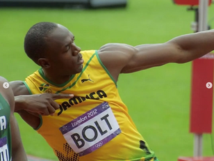 Luciana machado and USain Bolt at the london 2012 olympics