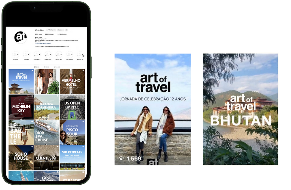 Founder-led Instagram content from Art of Travel Brazil's 12th anniversary trip to Bhutan