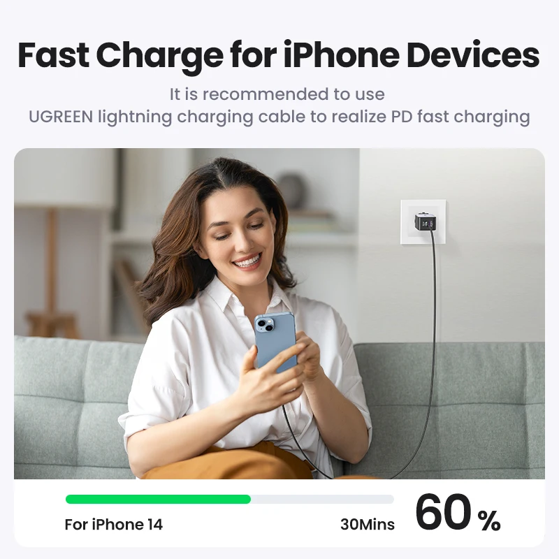 Thumbnail: 65W Gan Charger USB Fast Charger QC 4.0 PD3.0 for Iphone 13 12 Samsung Huawei Xi