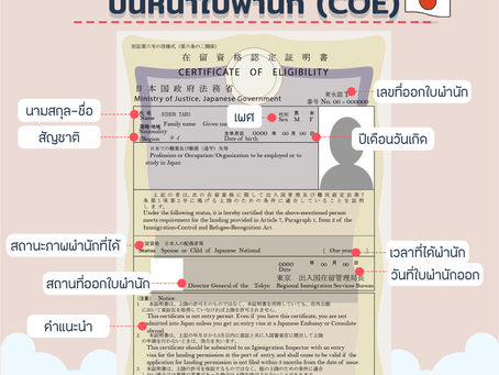 ความหมายต่างๆ บนหน้าใบพำนัก (COE)