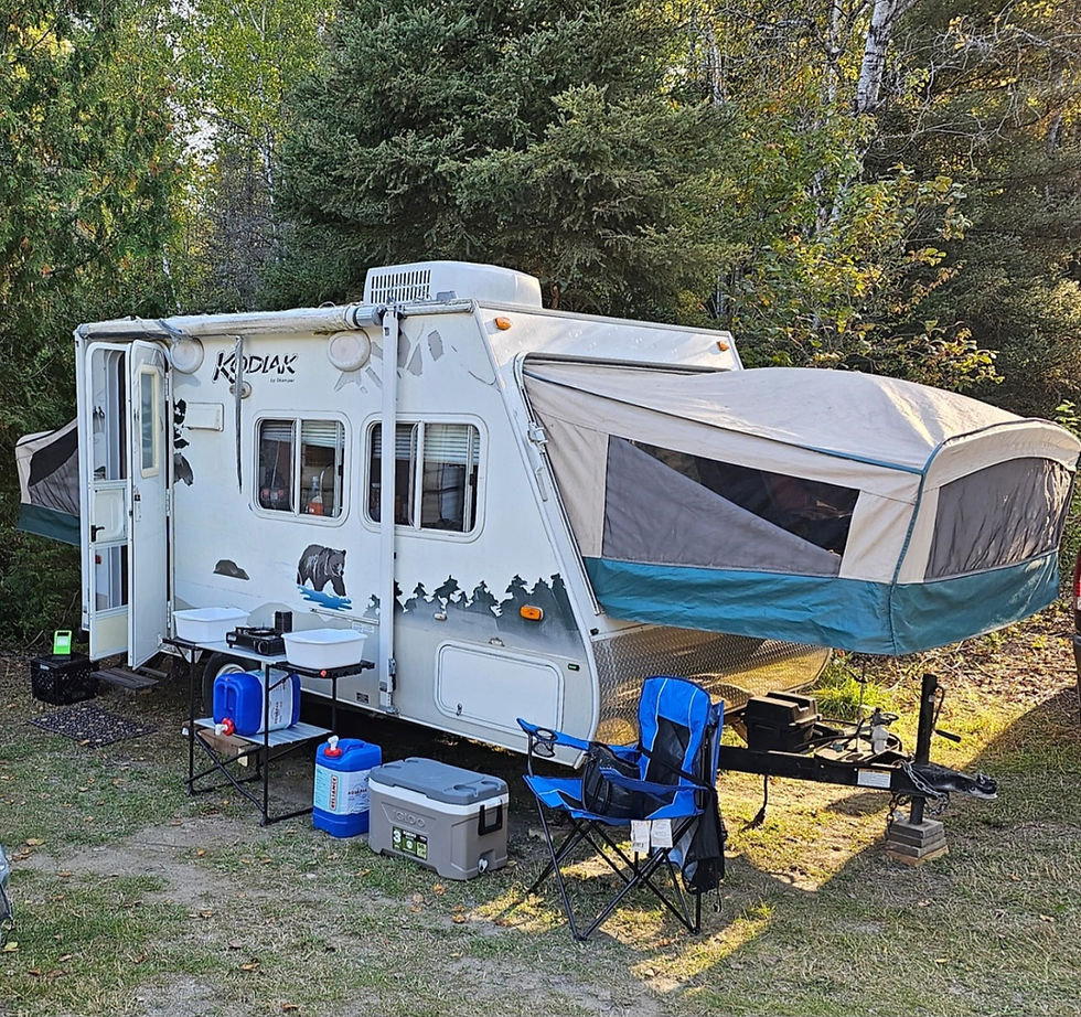 a camping trailer all setup