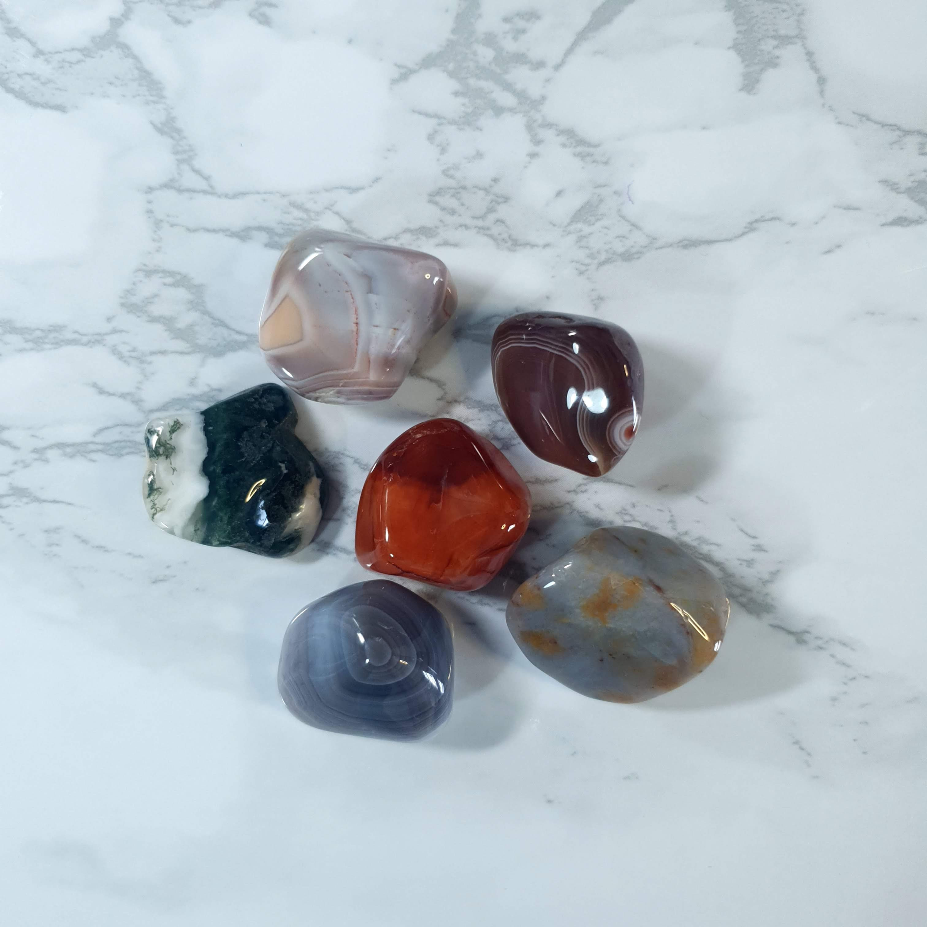 Mixed Agate Tumbled Stone Bag