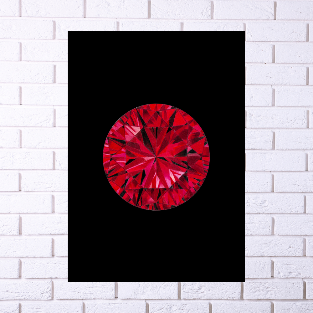 A4 Ruby Print with Black Background
