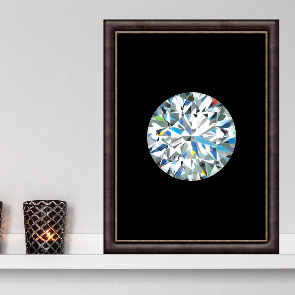 Thumbnail: A4 Round Brilliant cut Diamond Print with Black Background