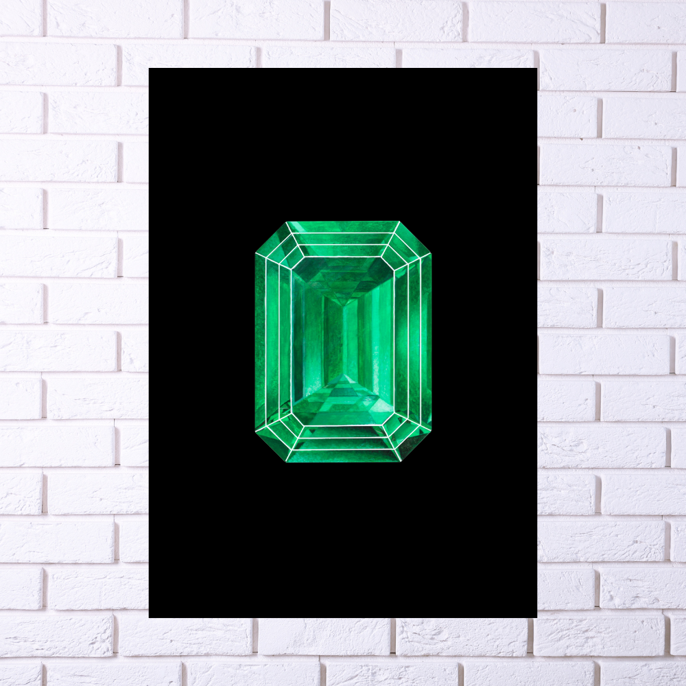 A4 Emerald Print with Black Background