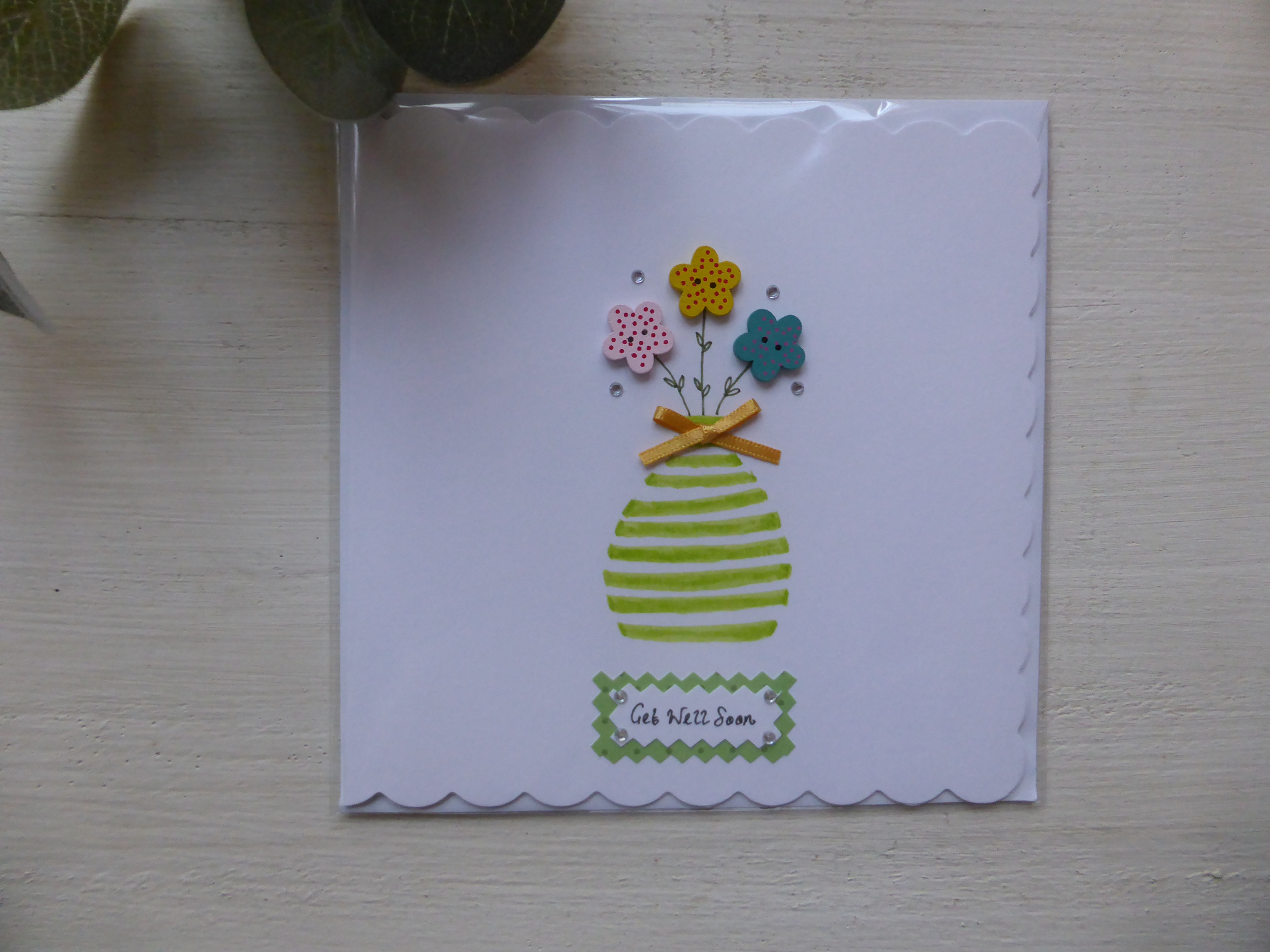 Stripy Vase Get Well Card