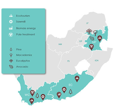 Map of MTO's Sawmill and Manufacturing locations