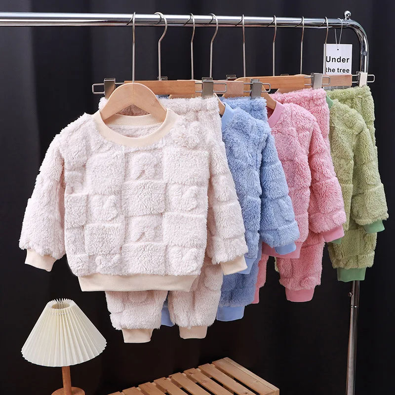 Miniatura: Autumn Winter flange Sleepwear Girls Boys Long Sleeve Home Clothing Baby Kid Sle