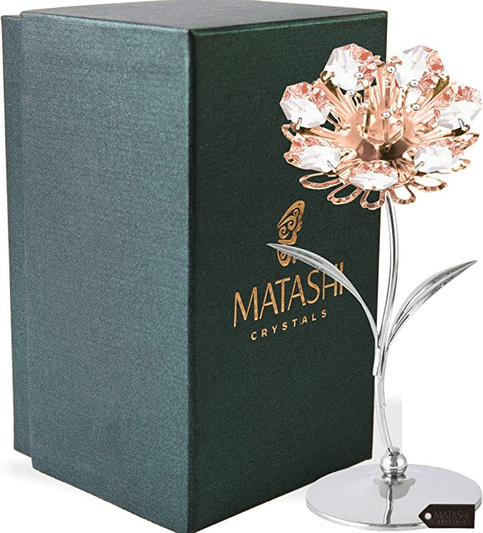 Matashi Chrome & Rose Gold Crystal Studded Sunflower