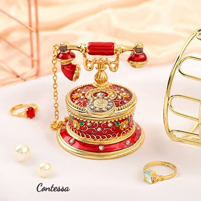 Thumbnail: Hand Painted Telephone Vintage Trinket Box