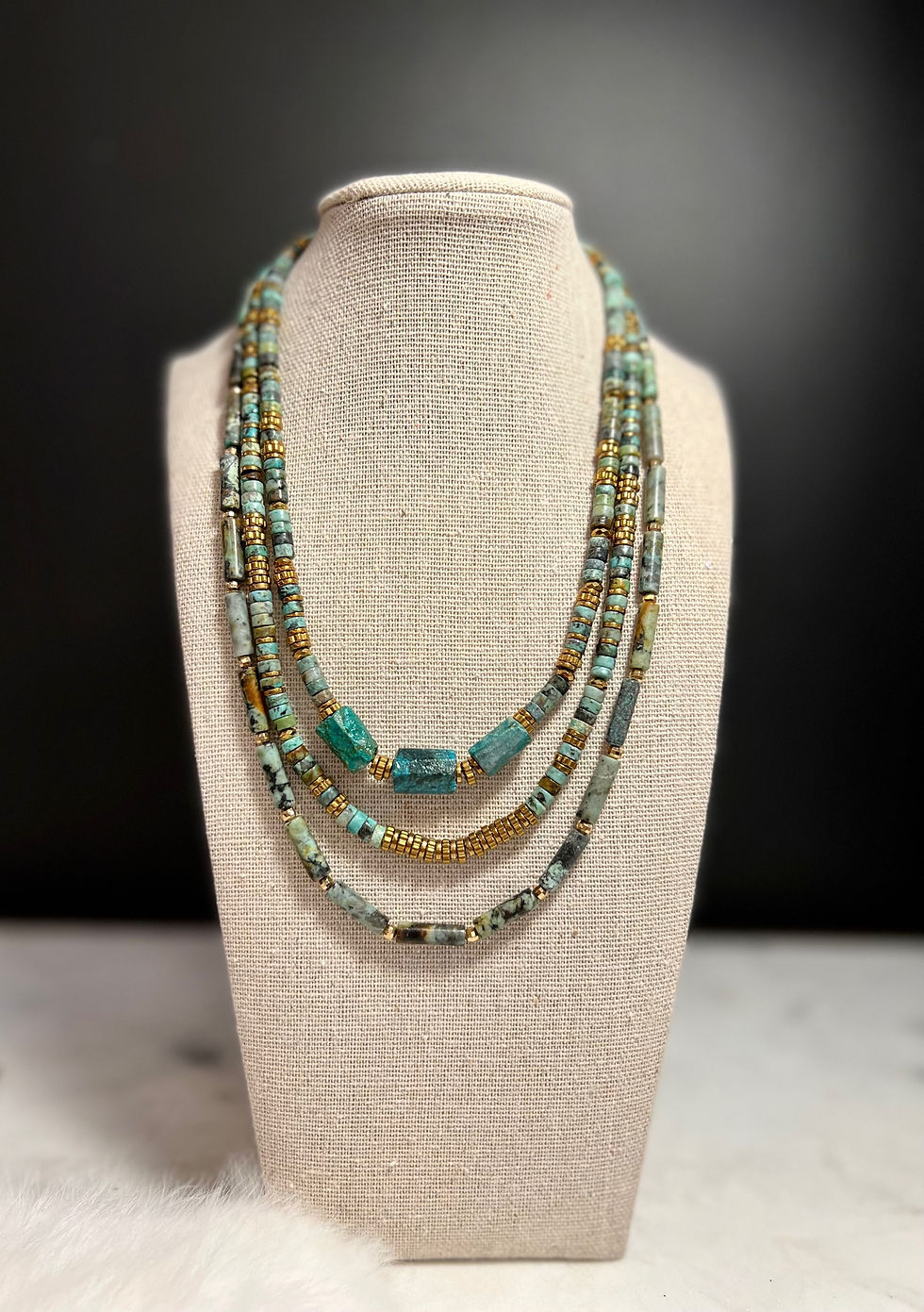 Miniature : Collier Heishi Turquoise et Chrysocolle