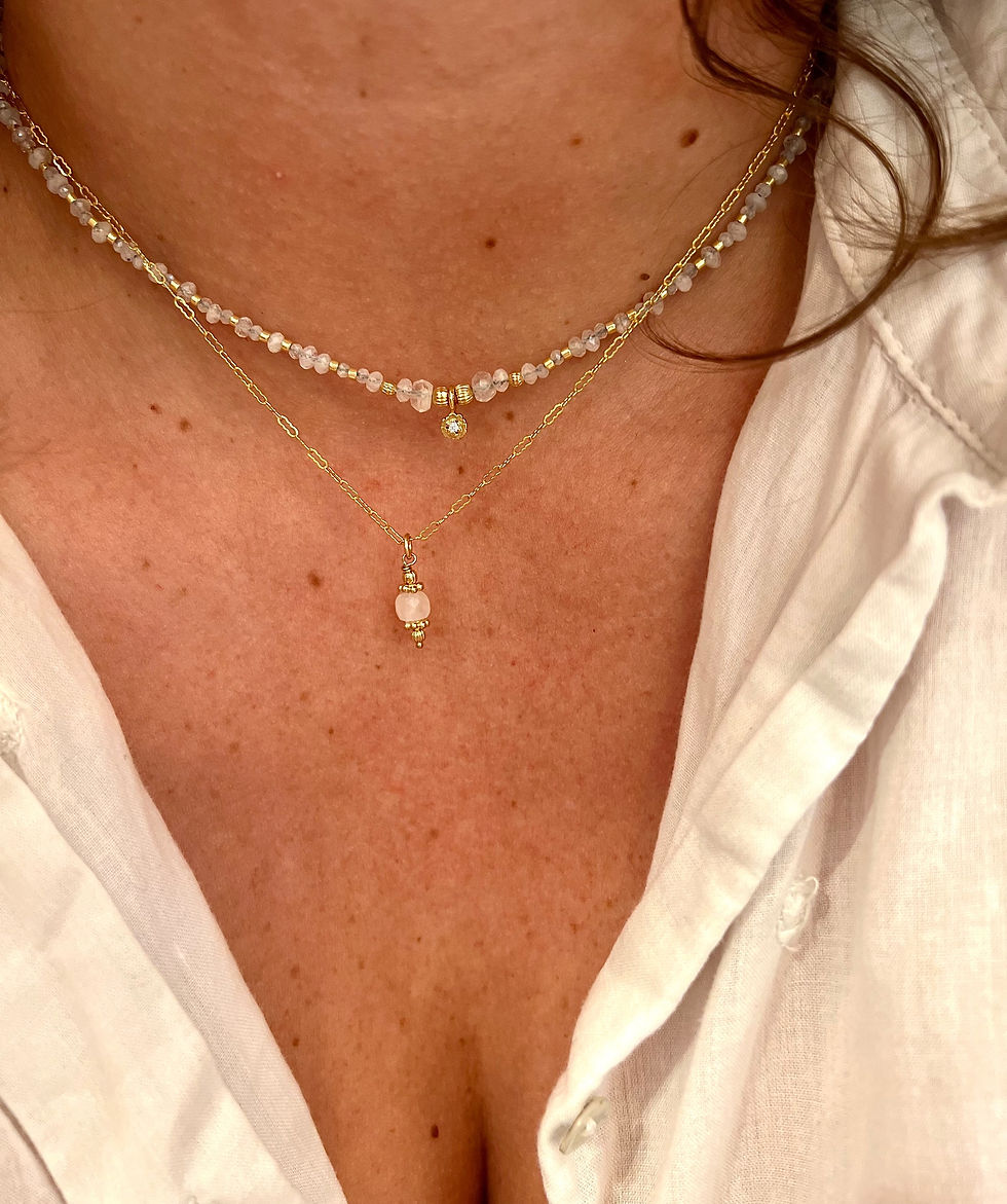 Miniature : Collier Inde pierre cube