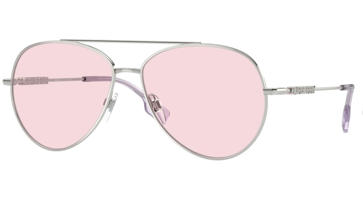 BURBERRY OBE 3147 1005PS SILVER & PINK [58-14-140] AVIATOR SUNGLASSES  P