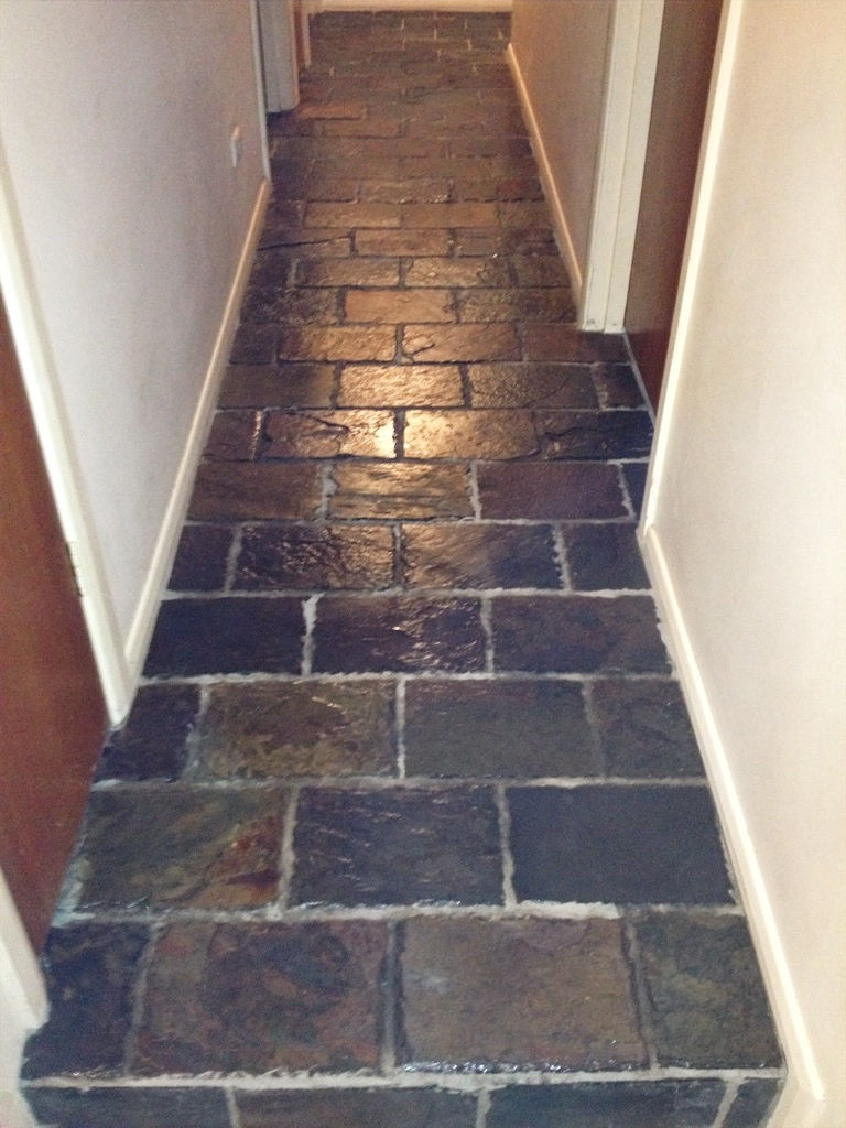 Tiled hallway.