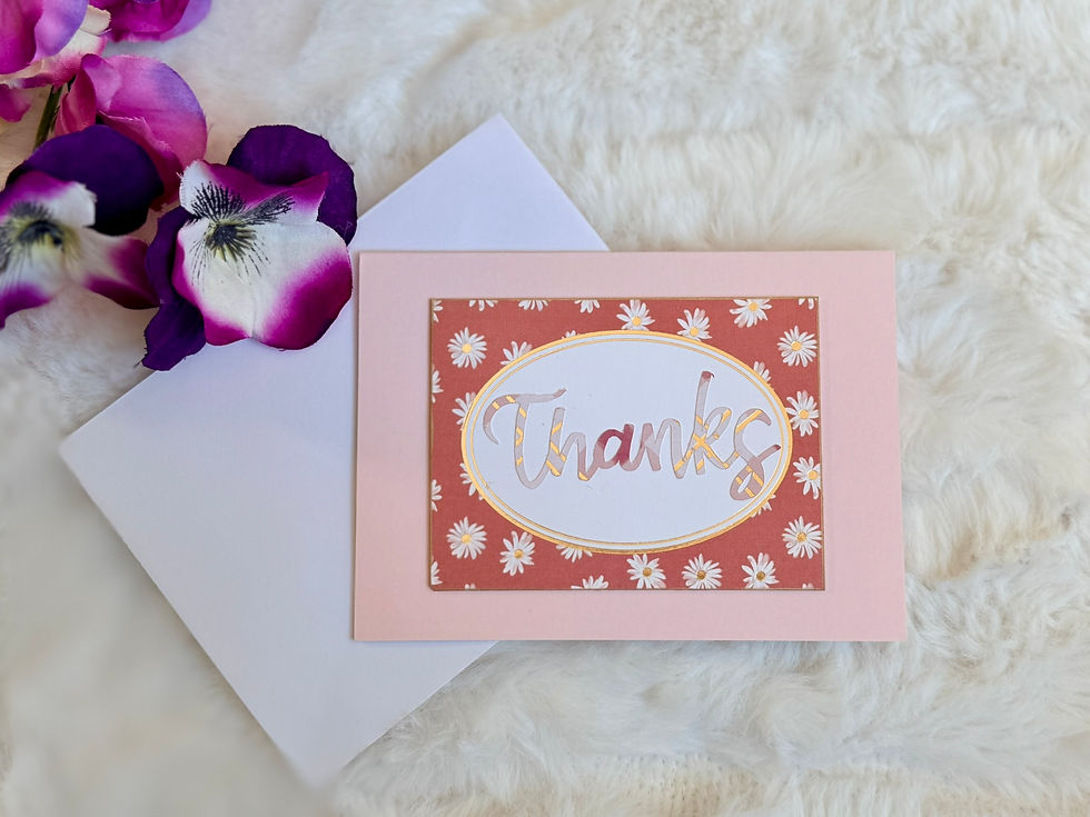 Thumbnail: Thank You Just Because Card | Handmade Modern Pink “Thanks” Cards | Blank Inside