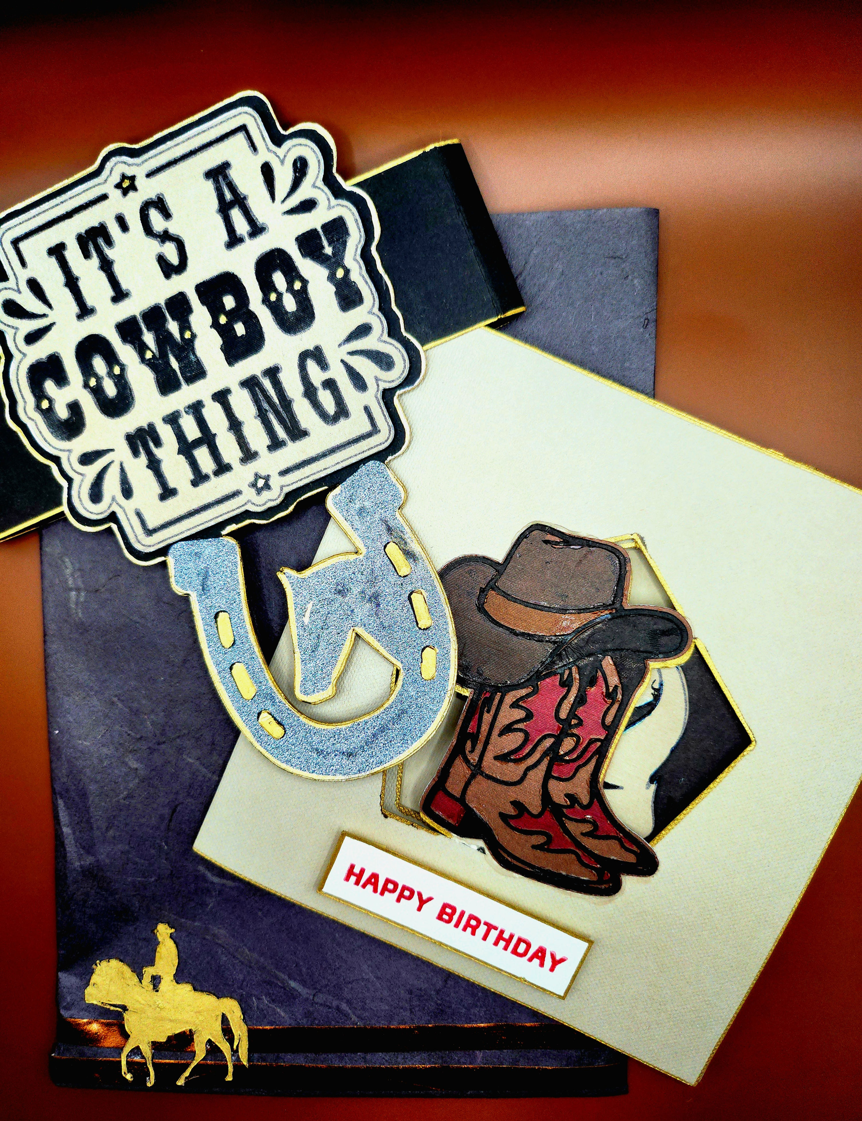 Personalized Cowboy 3-Fold Birthday Card