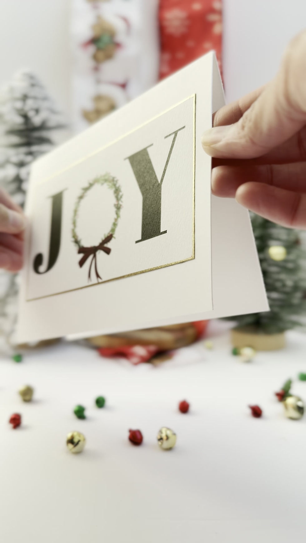 Thumbnail: Holiday Greeting Card with Wreath Design | JOY Handmade Christmas Card