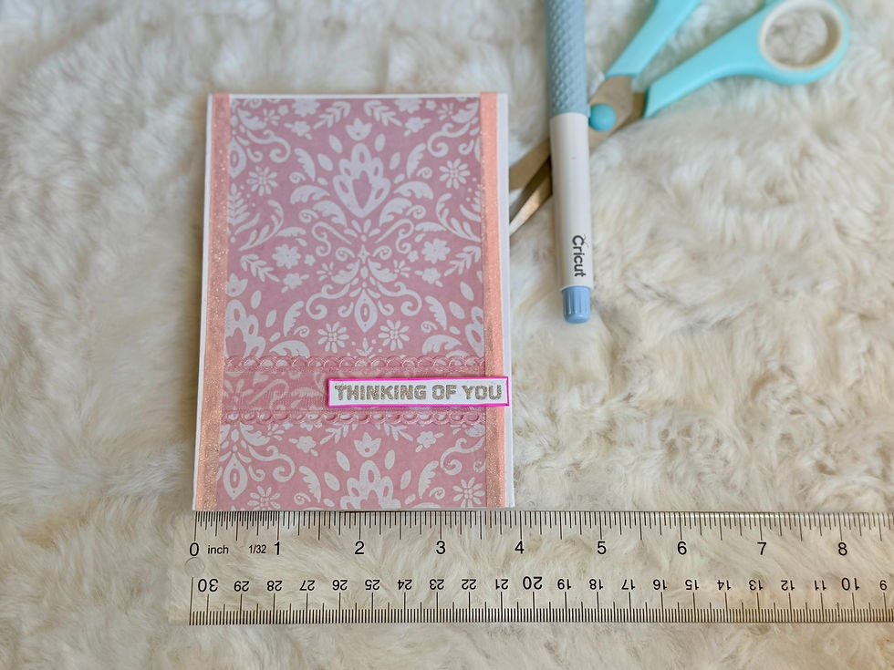 Thumbnail: Thinking of You Just Because Feminine Card | Handmade Pink Floral Embossed Card
