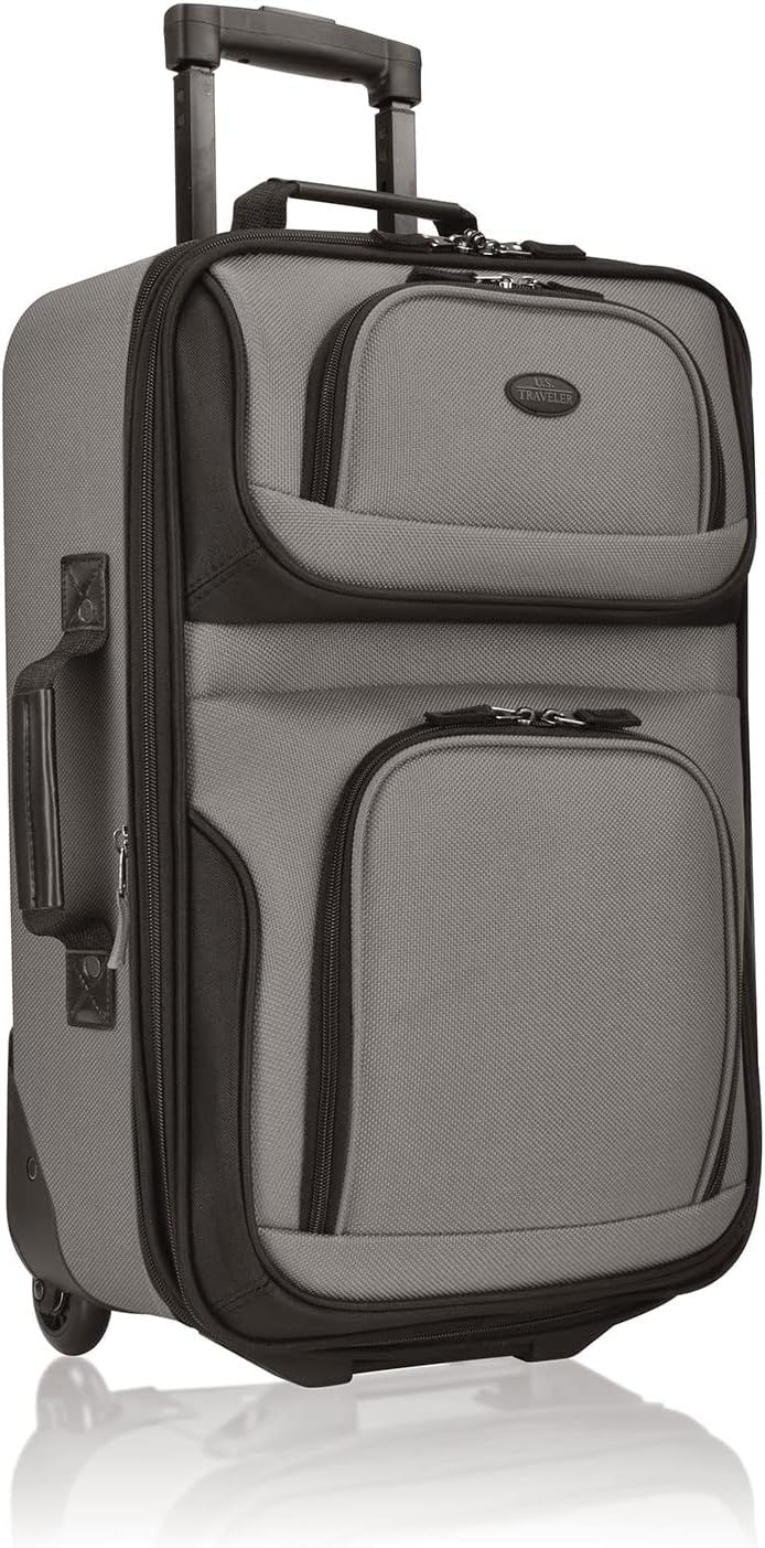 Thumbnail: U.S. Traveler Rio Fabric Expandable Carry-on Luggage, Rolling Suitcase, Grey, 2