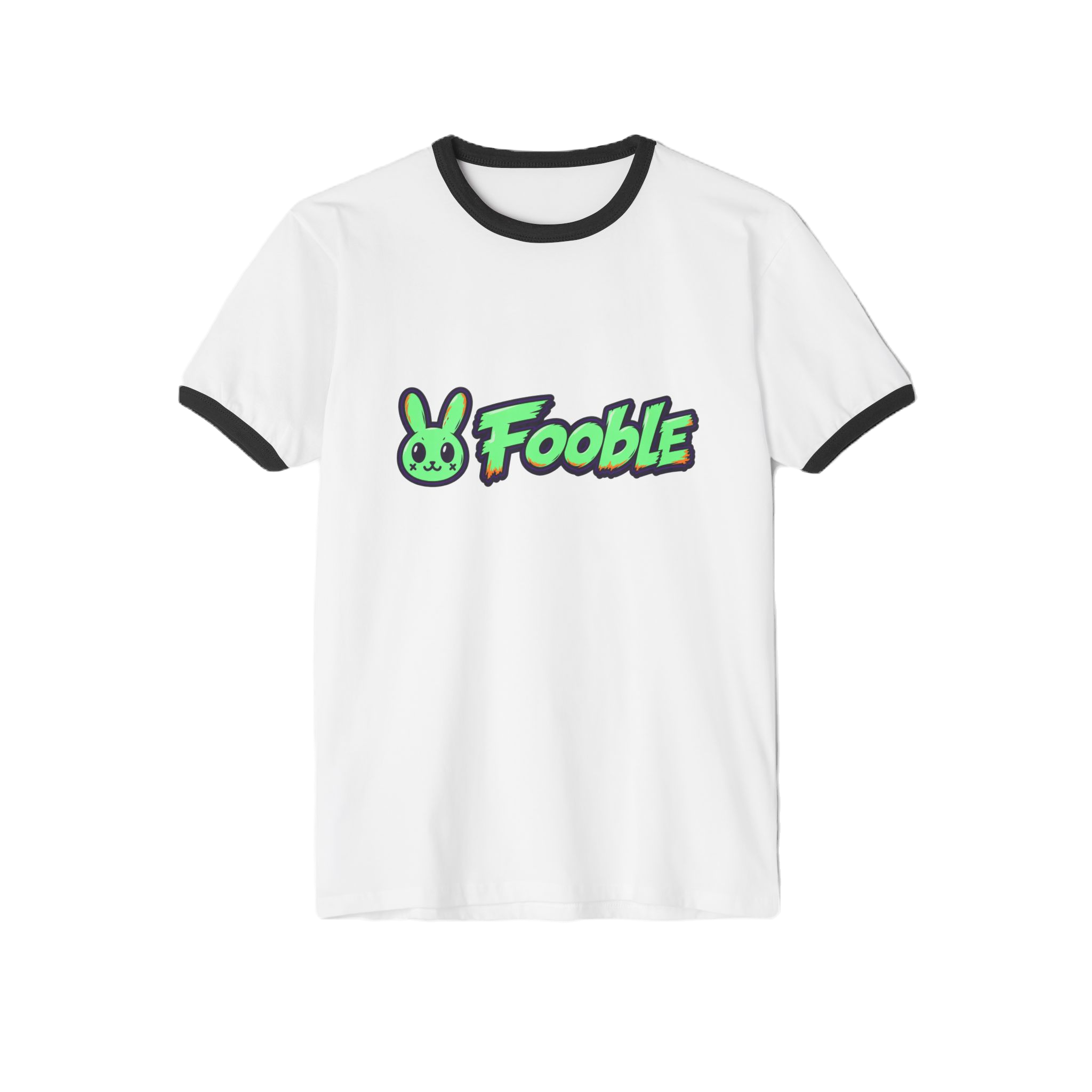 Fooble Logo Ringer Tee (Green Bunny) T-Shirt