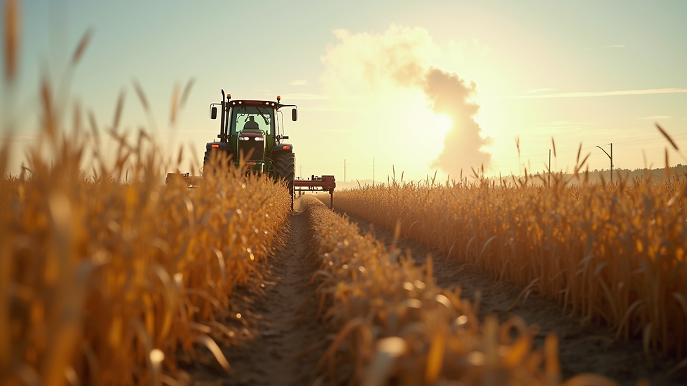 Eye-level view of a farmer using mechanical tools in the field