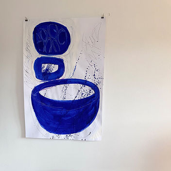 IM2 13_ SCHALE UND KREIS UND PUNKT F 70* 100
Papier, Gouache, Acryl, Kreide, Wachskreide