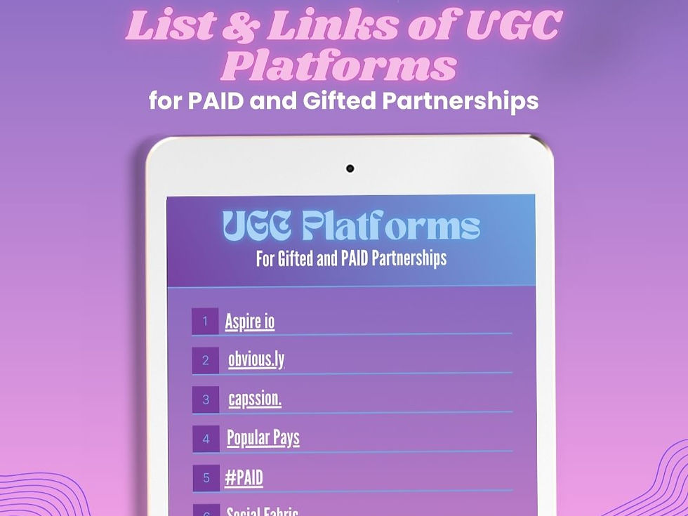 links and list of UGC platforms