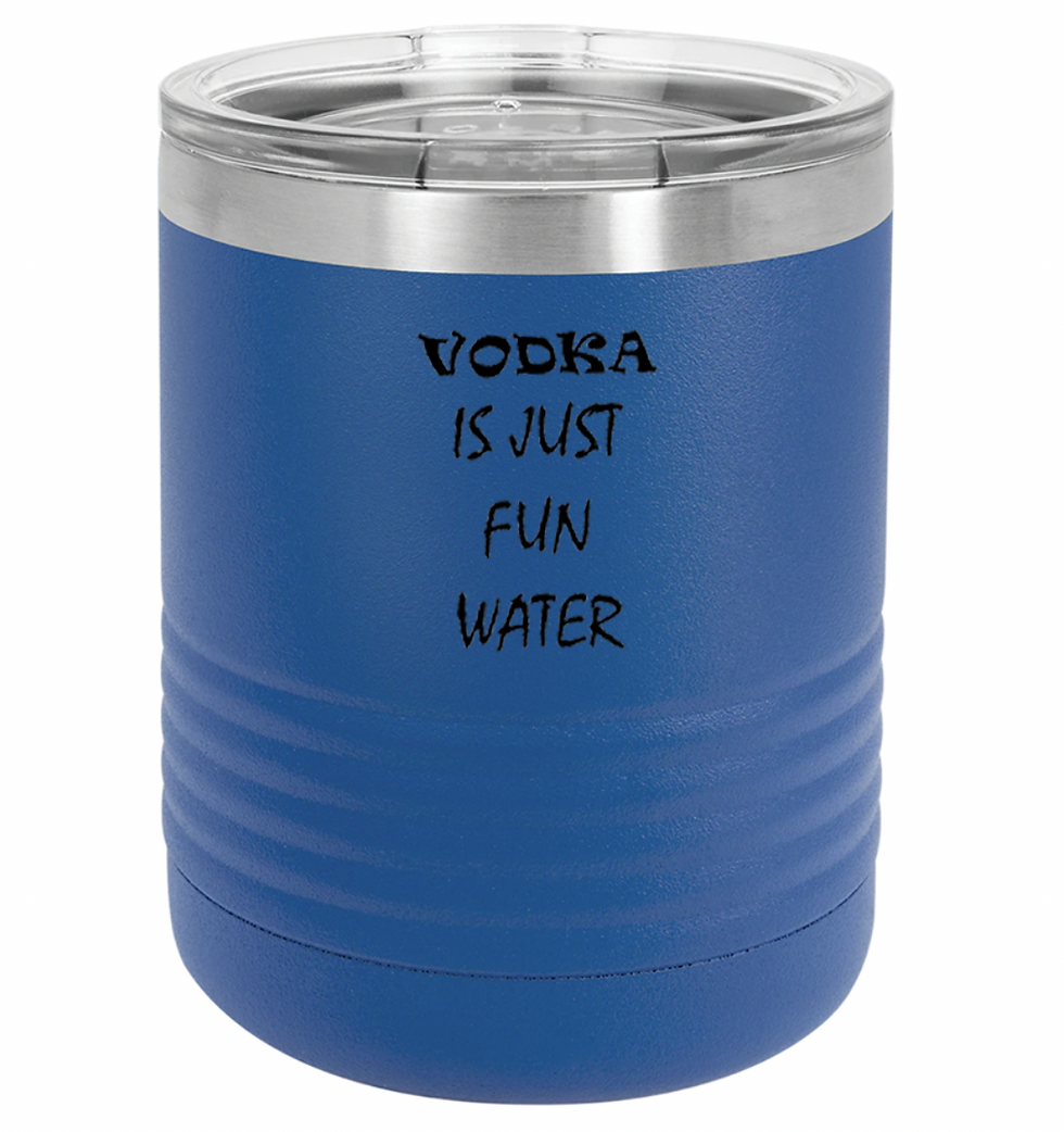 Thumbnail: "vodka is just fun water" 10 oz. White Vacuum Insulated Tumbler with Clear Lid