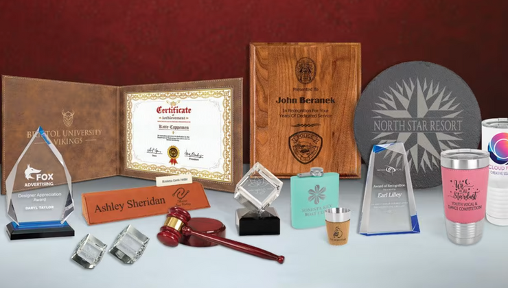 Branded corporate drinkware and custom awards