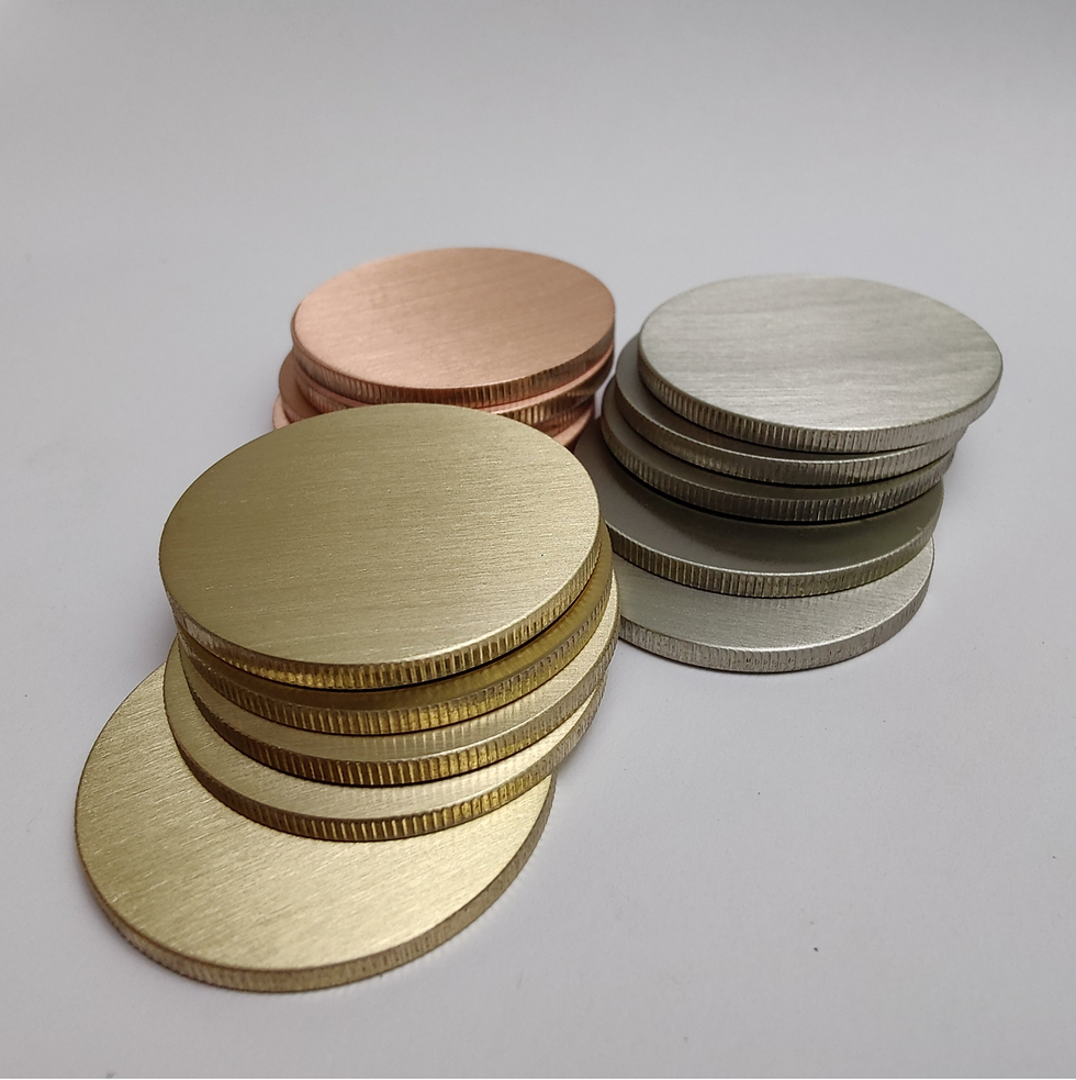 40mm no groove blanks - Stainless Steel, Brass + Copper